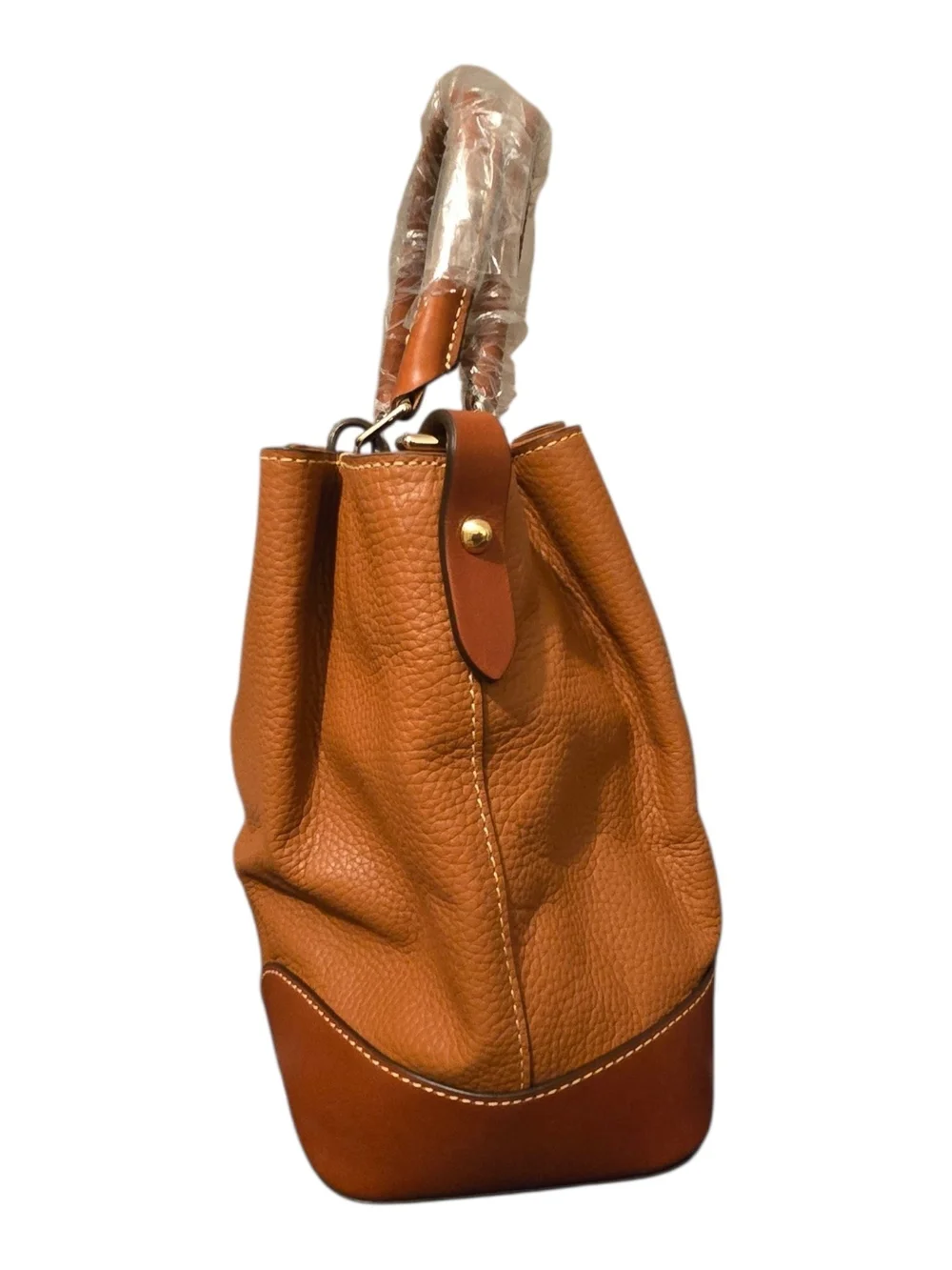 Dooney & Bourke Tan Pebble Leather Shoulder Tote with Wristlet